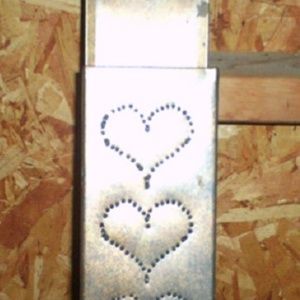 *Tin Punched Triple Heart Design Long Match Holder #7632 (NWT)